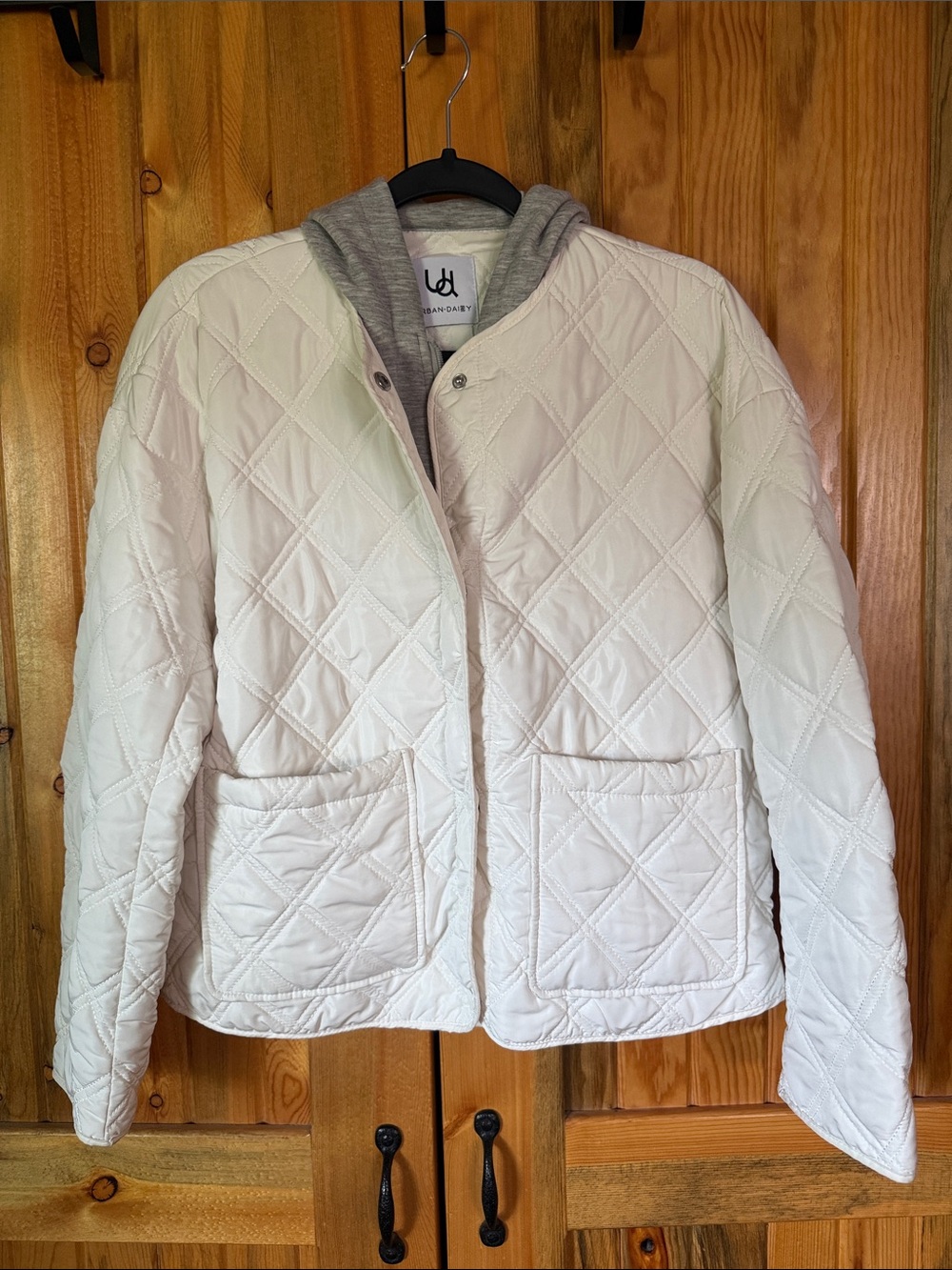 Quilted White Jacket with Hoodie Liner
